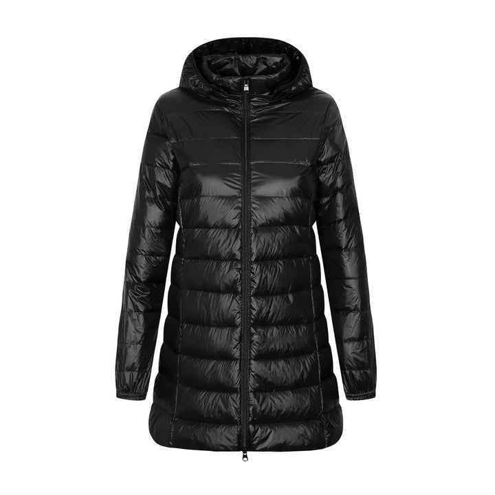 Damen Winter Daunenjacke Lang Mit Kapuze