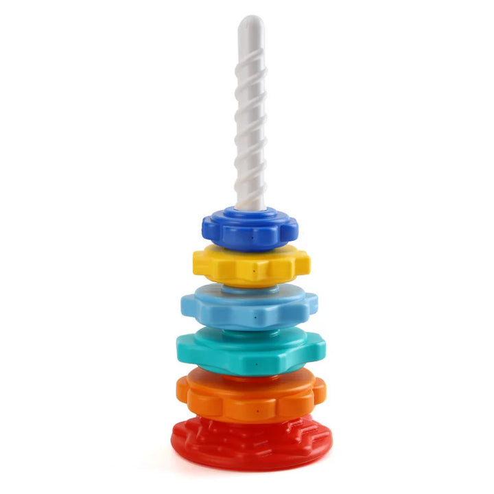 Montessori Drehender Regenbogen-Turm – Kreatives Stapelspielzeug für Kinder