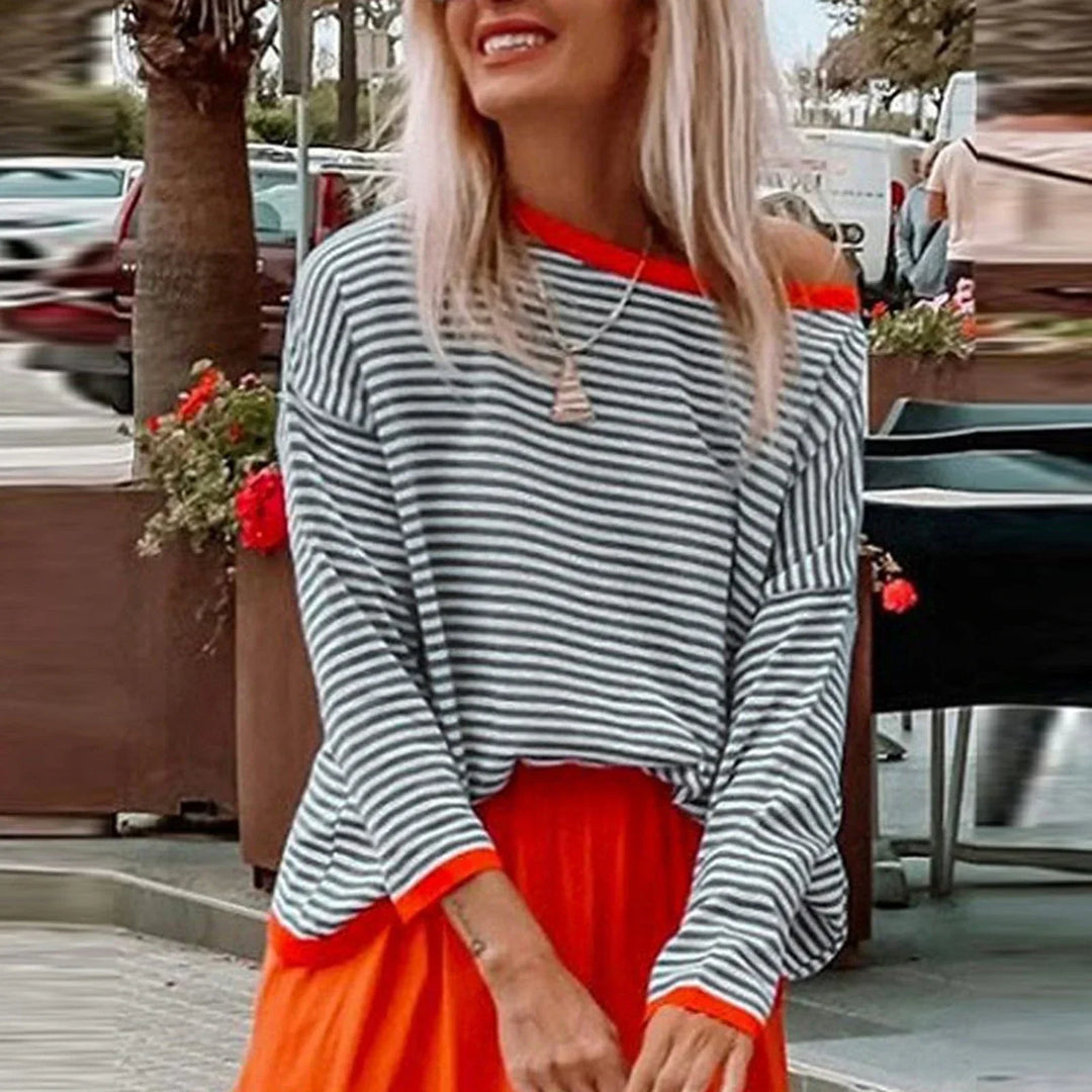 Damen Gestreiftes T Shirt Mit Elegantem Design
