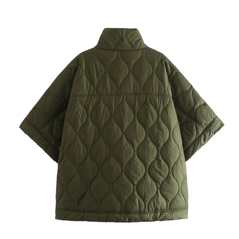 Damen Steppmantel Im Oversize Design Mit Stehkragen