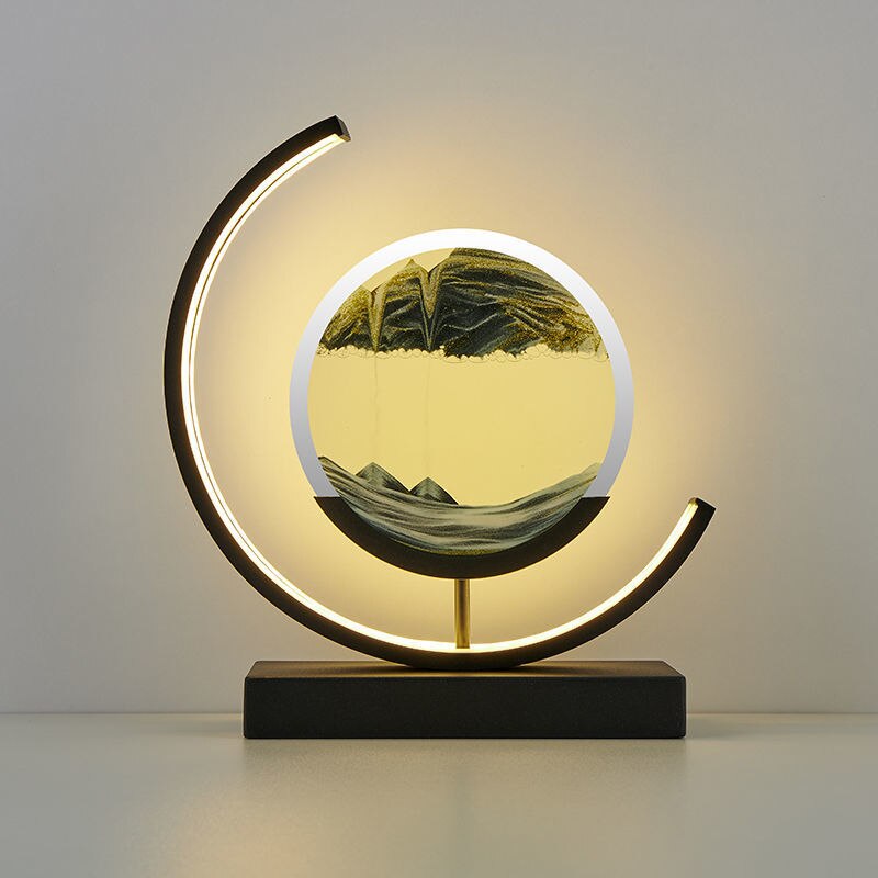 LED Treibsand Tischlampe mit 3D-Sandbild – Rotierende Deko Lampe zur Entspannung