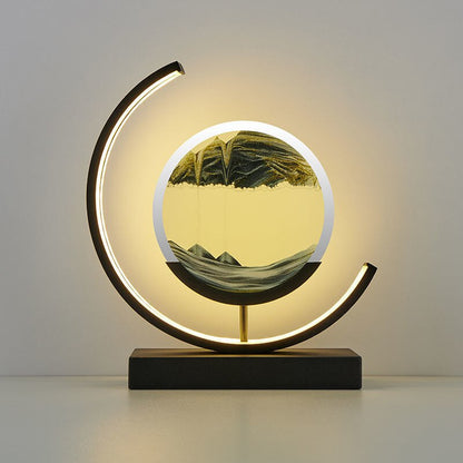LED Treibsand Tischlampe mit 3D-Sandbild – Rotierende Deko Lampe zur Entspannung