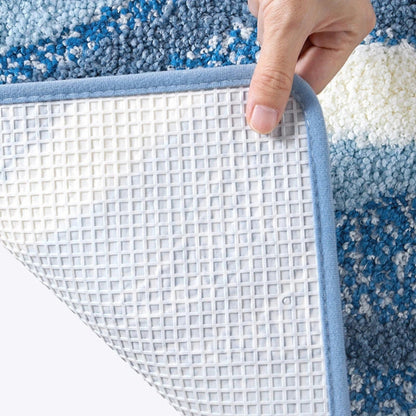 Badezimmermatte Küstenmotiv – Rutschfeste Mikrofaser Matte mit Fußabdruck-Design