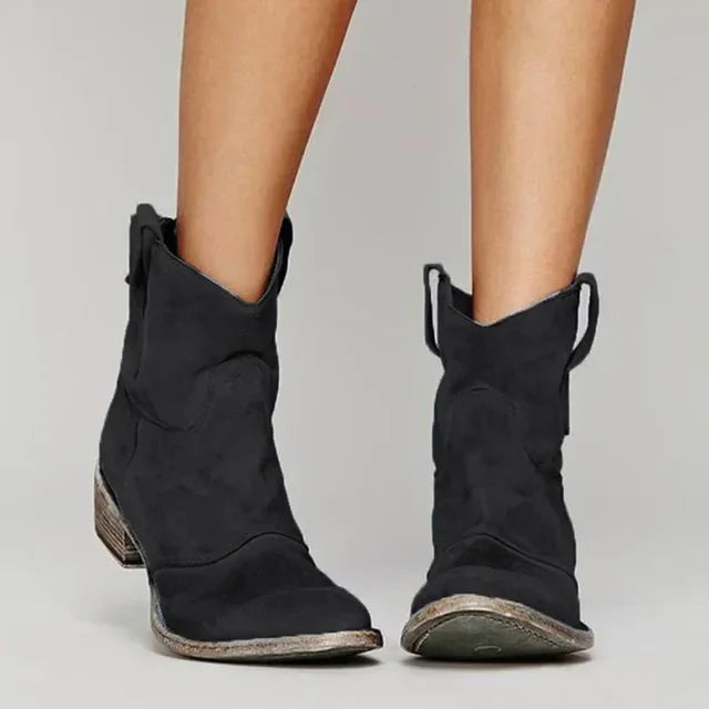 Damen Cowboy Ankle Boots Im Vintage Design