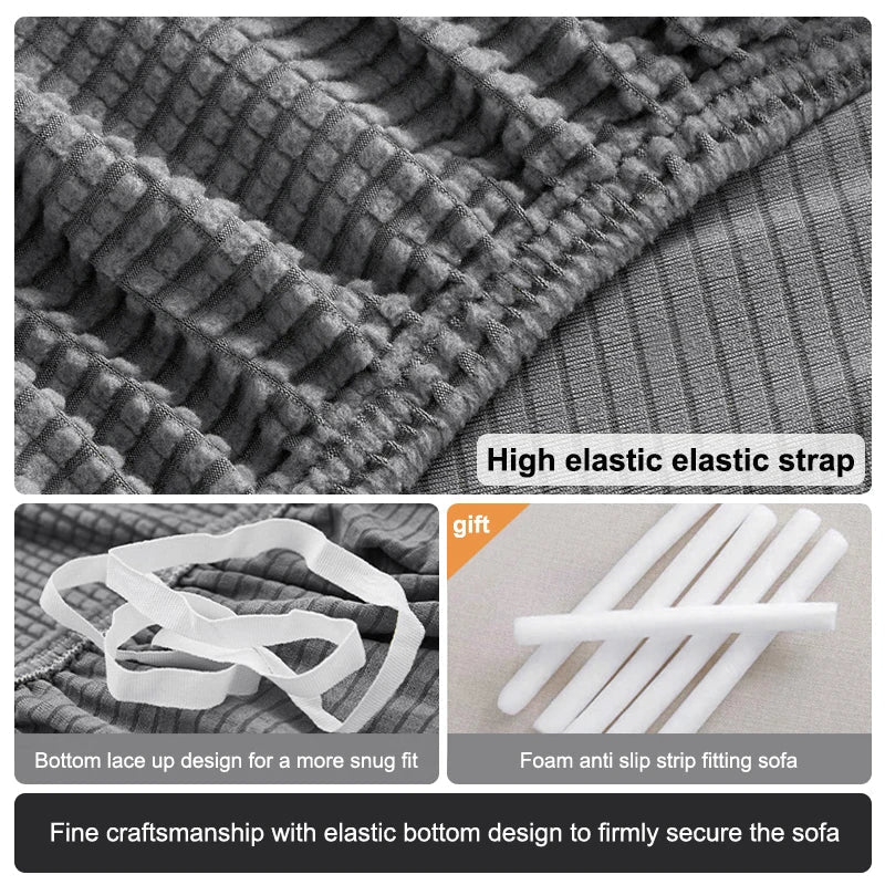 Jacquard-Sofabezug für Ecksofa in L-Form auf einem hellen Wohnzimmersofa