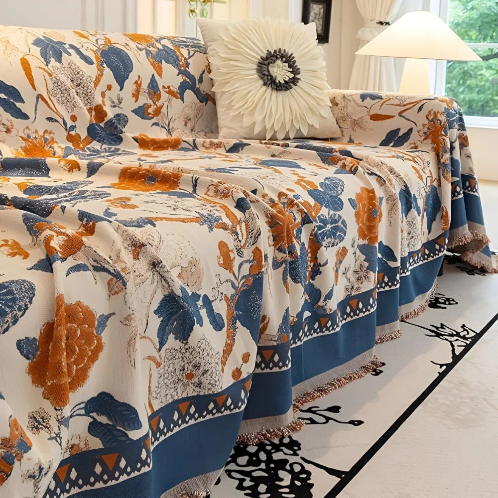 Detailansicht der strukturierten Chenille-Jacquard-Oberfläche
