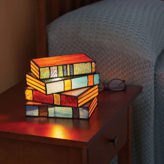 Glasbuch Tischlampe – Künstlerische Tiffany-Stil Lampe für ein warmes Wohnambiente