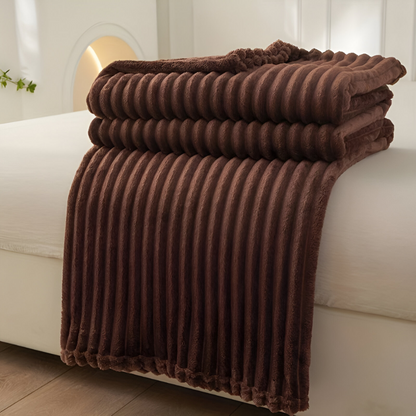 Gestreifte Fleecedecke – Dickes Plaid mit Rippstruktur für alle Jahreszeiten