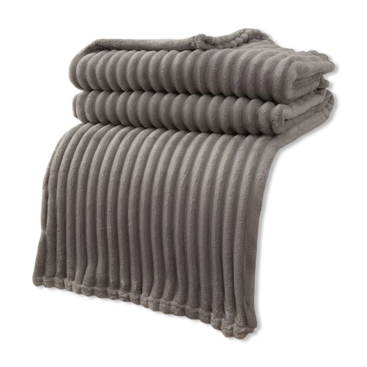 Gestreifte Fleecedecke – Dickes Plaid mit Rippstruktur für alle Jahreszeiten
