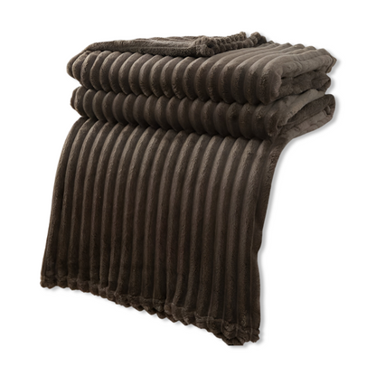 Gestreifte Fleecedecke – Dickes Plaid mit Rippstruktur für alle Jahreszeiten