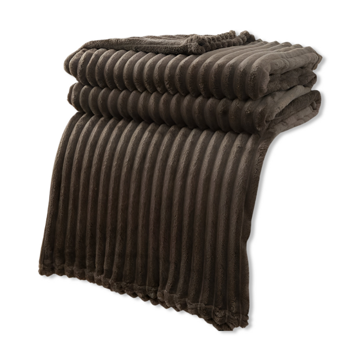 Gestreifte Fleecedecke – Dickes Plaid mit Rippstruktur für alle Jahreszeiten