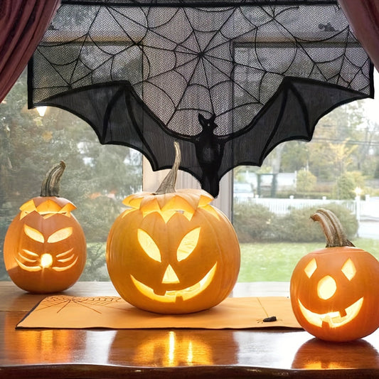 Schwarzer Spitzen-Tischläufer für Halloween