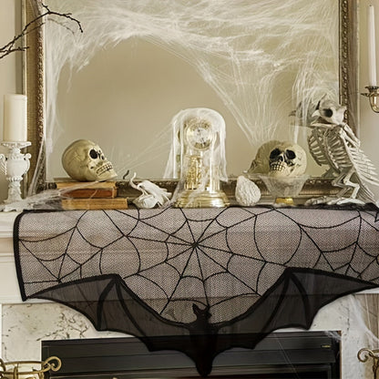 Schwarzer Spitzen-Tischläufer für Halloween