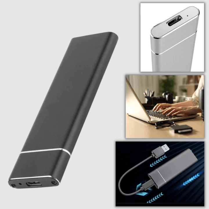 Externe USB-C-SSD im minimalistischen Design für mobile Datenspeicherung