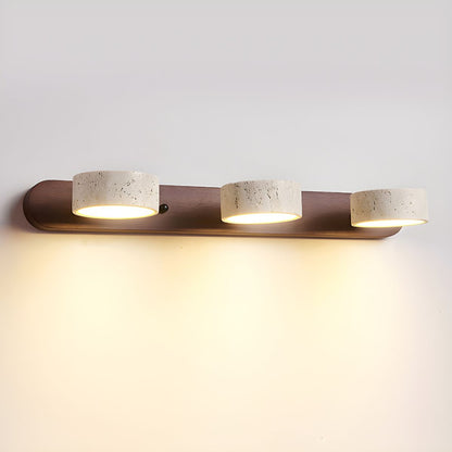 Moderne Wandlampe mit Travertin und Holz im Duo-Design