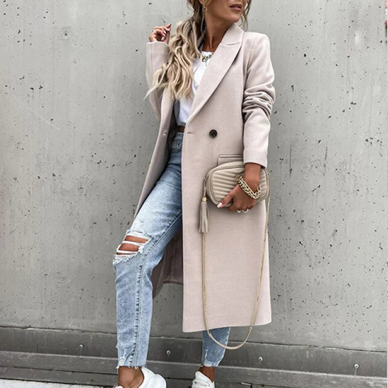 Damen Trenchcoat Mit Langem Schnitt Und Klassischem Design