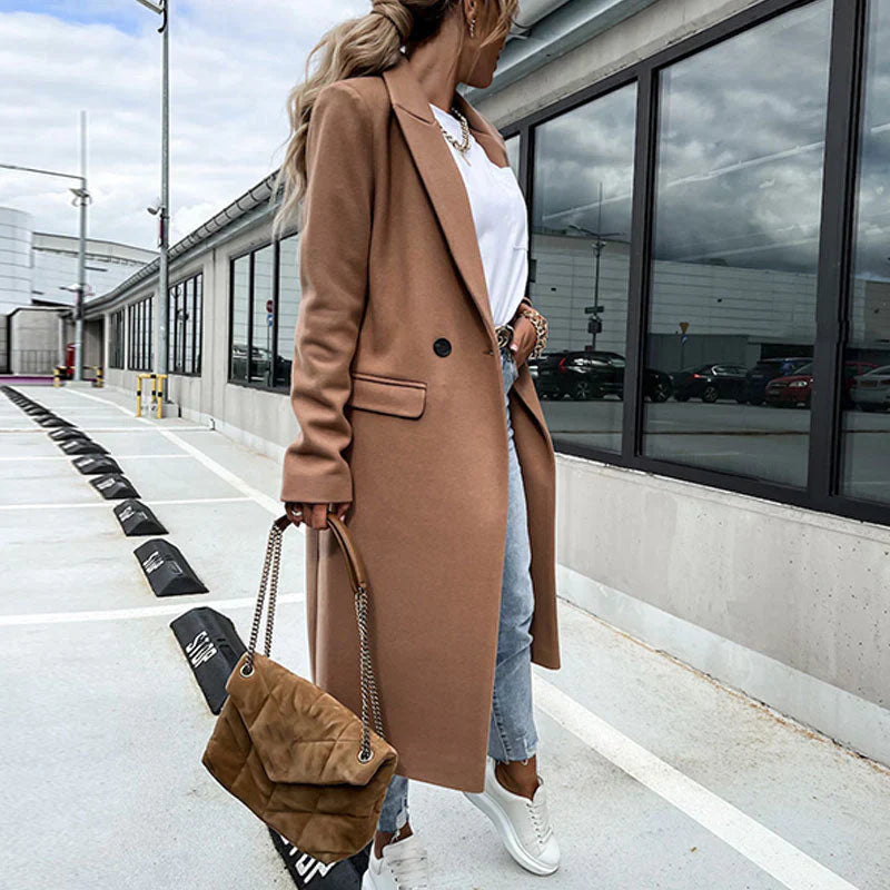 Damen Trenchcoat Mit Langem Schnitt Und Klassischem Design