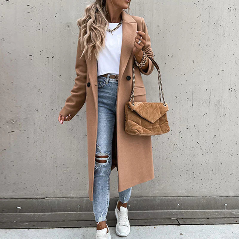 Damen Trenchcoat Mit Langem Schnitt Und Klassischem Design