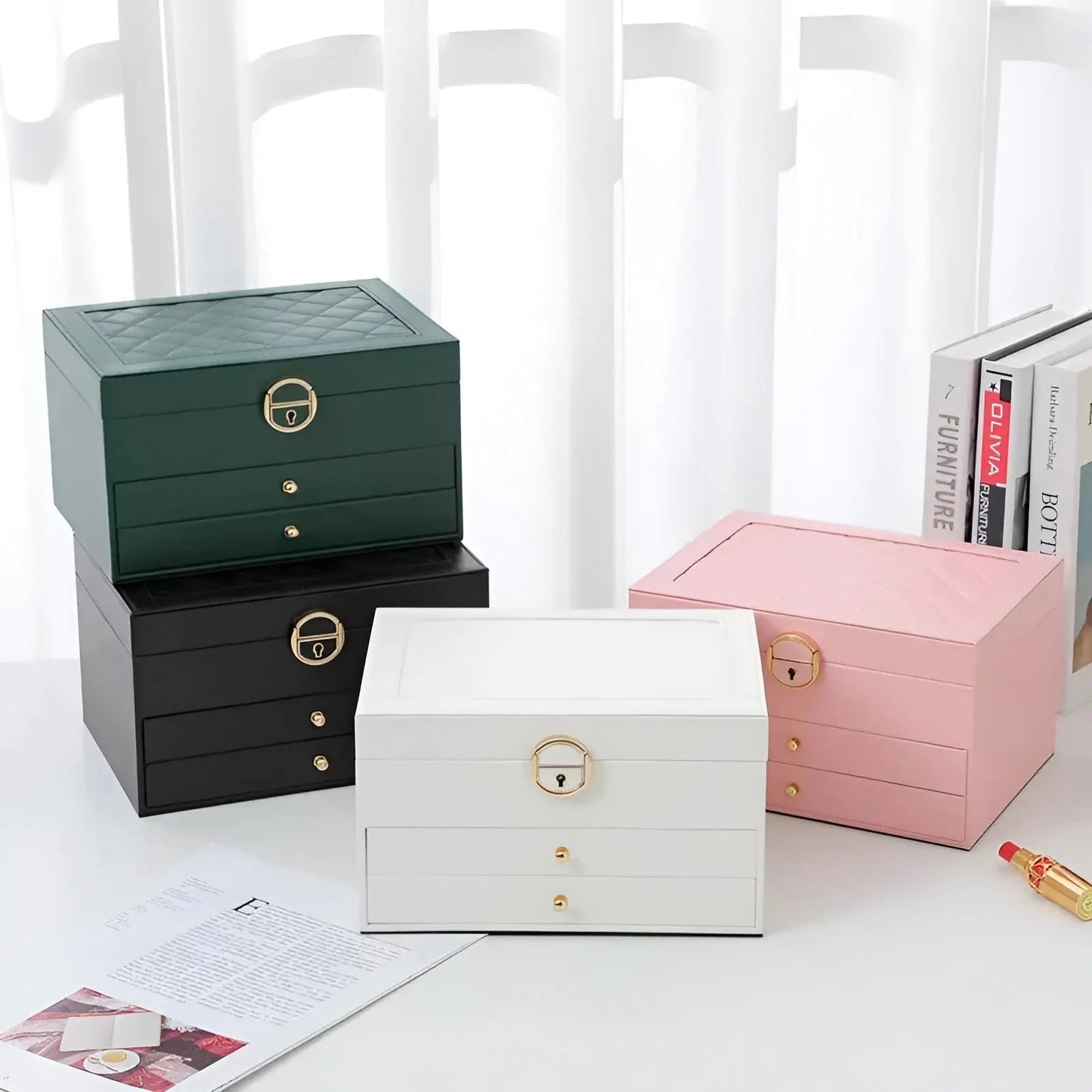 Luxuriöse Schmuckbox mit mehreren Ebenen – stilvoll & vielseitig für Schmuckaufbewahrung