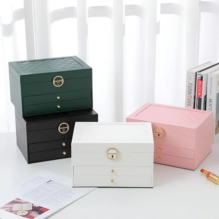 Luxuriöse Schmuckbox mit mehreren Ebenen – stilvoll & vielseitig für Schmuckaufbewahrung