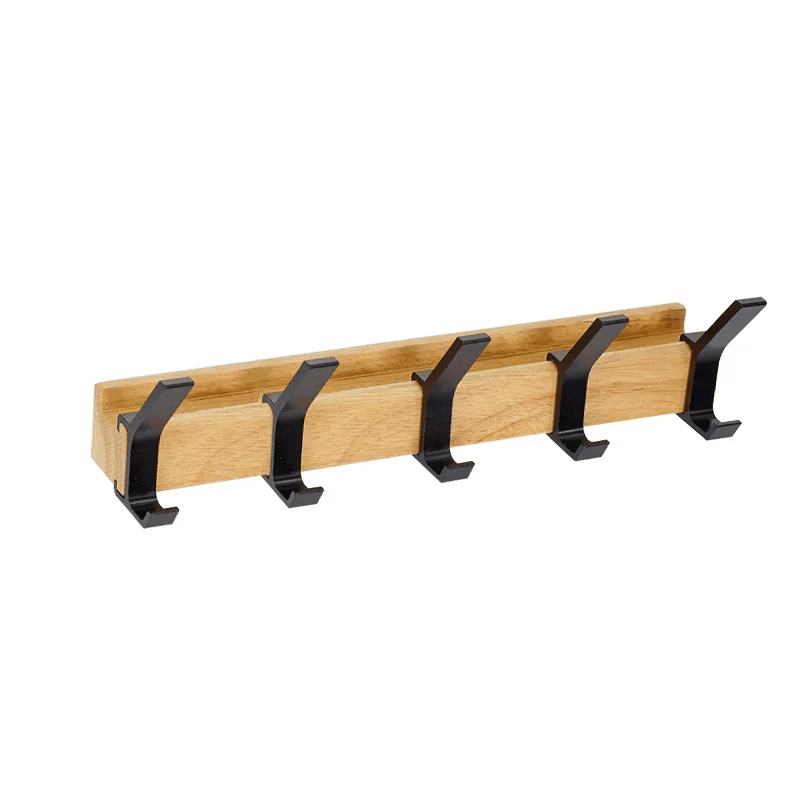 Nordische Wandgarderobe mit Verstellbaren Doppelhaken – Schwarz | Skandinavisches Design aus Holz & Aluminium