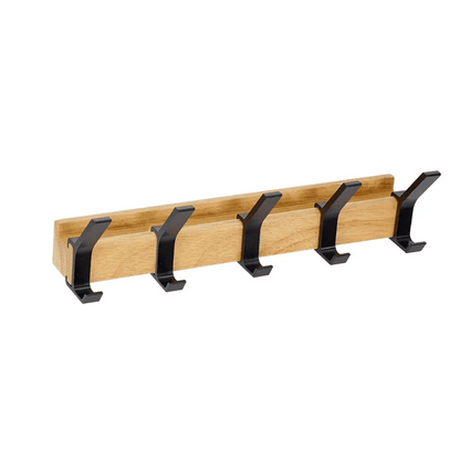 Nordische Wandgarderobe mit Verstellbaren Doppelhaken – Schwarz | Skandinavisches Design aus Holz & Aluminium