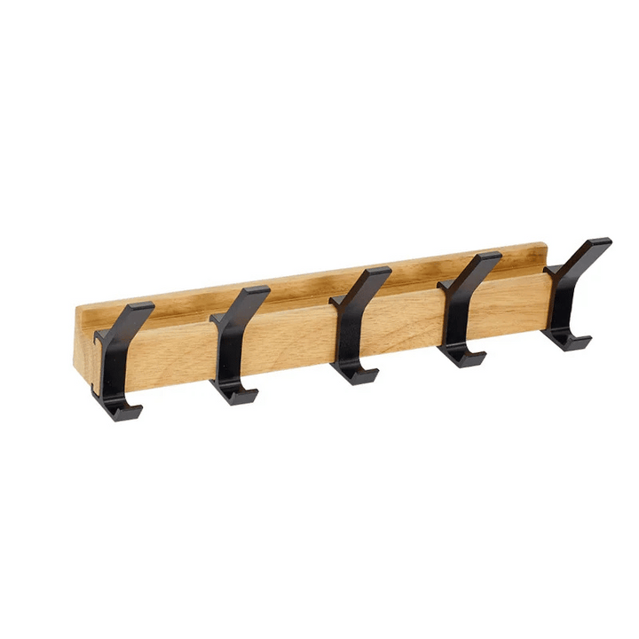 Nordische Wandgarderobe mit Verstellbaren Doppelhaken – Schwarz | Skandinavisches Design aus Holz & Aluminium