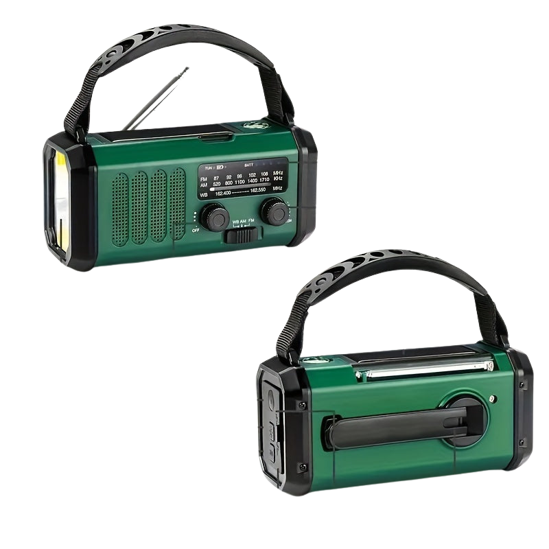 Solarbetriebenes Radiator-Notfallradio mit Handkurbel, USB und Taschenlampe