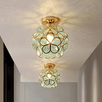 Elegante Deckenleuchte aus Glas in Blumenform