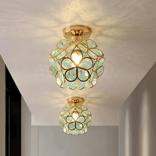Elegante Deckenleuchte aus Glas in Blumenform