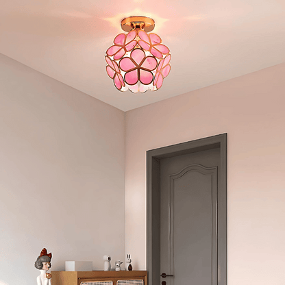 Elegante Deckenleuchte aus Glas in Blumenform