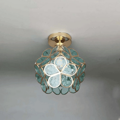 Elegante Deckenleuchte aus Glas in Blumenform