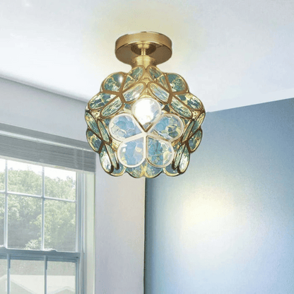 Elegante Deckenleuchte aus Glas in Blumenform