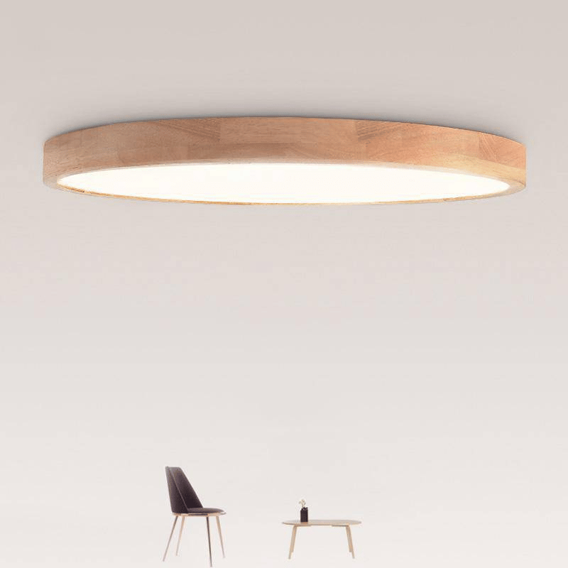 Ultraflache LED-Deckenleuchte aus Holz