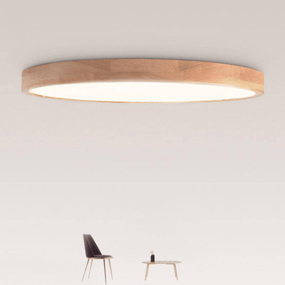 Ultraflache LED-Deckenleuchte aus Holz