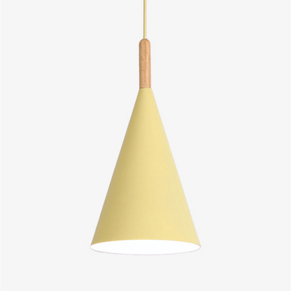 Bar LED-Hängeleuchte – Konische Metall-Pendelleuchte mit Holzstange