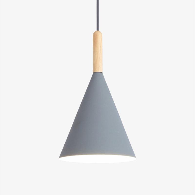 Bar LED-Hängeleuchte – Konische Metall-Pendelleuchte mit Holzstange