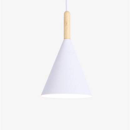 Bar LED-Hängeleuchte – Konische Metall-Pendelleuchte mit Holzstange
