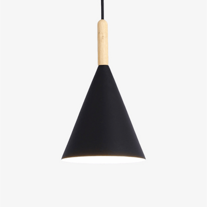 Bar LED-Hängeleuchte – Konische Metall-Pendelleuchte mit Holzstange