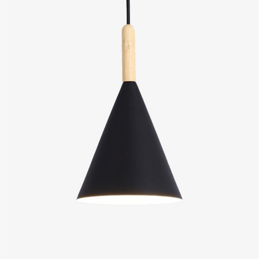 Bar LED-Hängeleuchte – Konische Metall-Pendelleuchte mit Holzstange