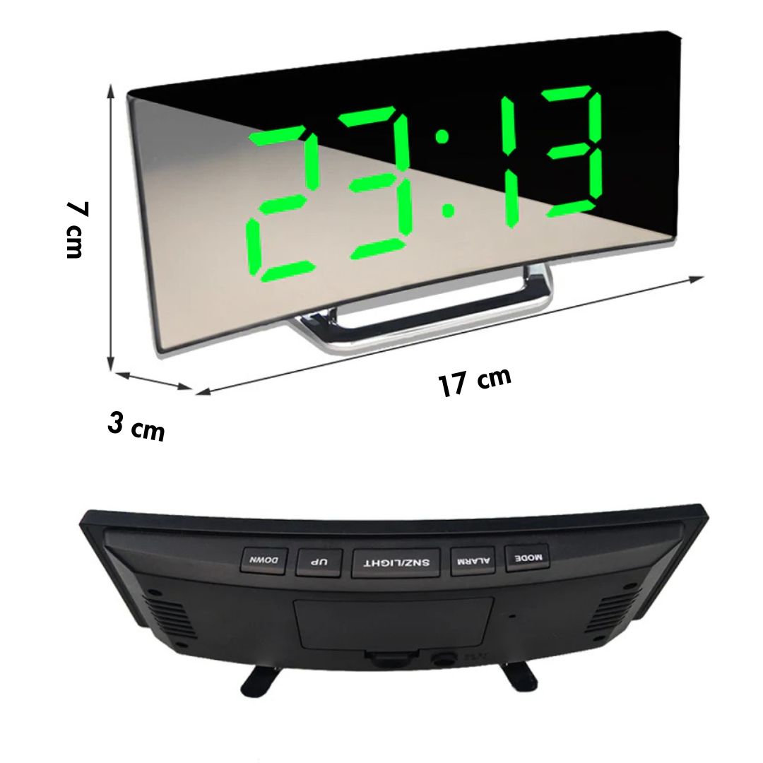 LED-Wecker CurveClock gebogen mit Großanzeige – dimmbar, leise & modern