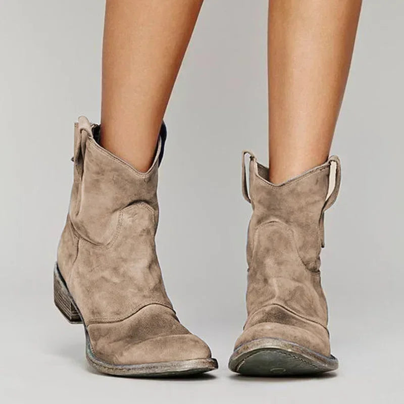 Damen Cowboy Ankle Boots Im Vintage Design