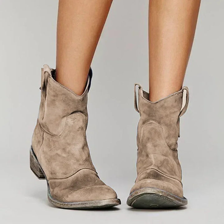 Damen Cowboy Ankle Boots Im Vintage Design