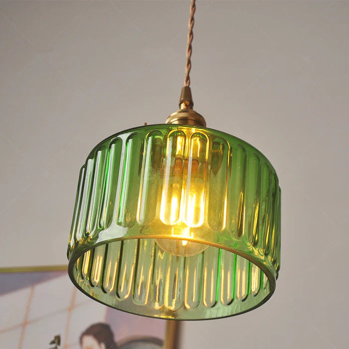 Vintage Kristall-Hängeleuchte – Zylinderform, E27 & höhenverstellbar