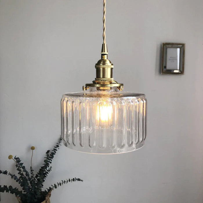Vintage Kristall-Hängeleuchte – Zylinderform, E27 & höhenverstellbar