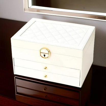 Grüne Schmuckbox mit Schloss, 23x17x13,5 cm, Lederoptik, Aufbewahrung für Schmuck und Accessoires.