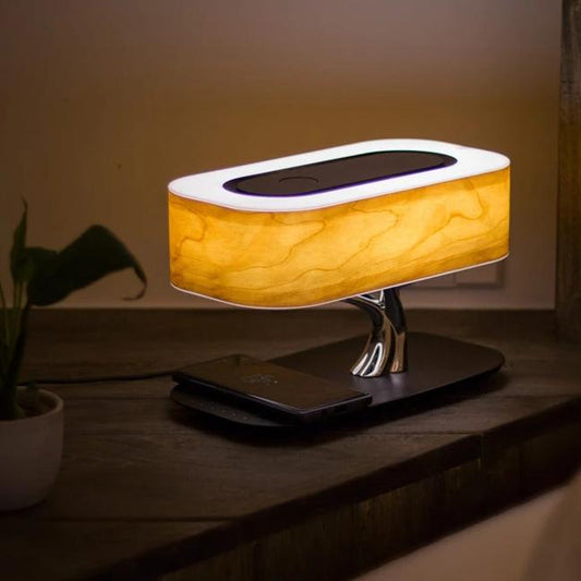 Kabellose LED-Tischlampe mit Bluetooth-Lautsprecher und Wireless Charger