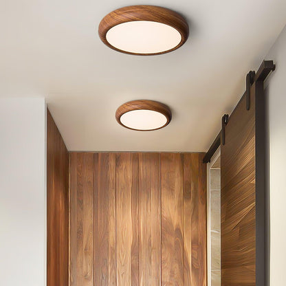 Runde Deckenleuchte mit Holzoptik und Acryl
