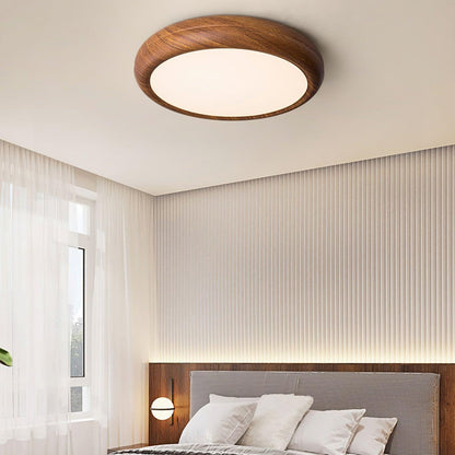 Runde Deckenleuchte mit Holzoptik und Acryl