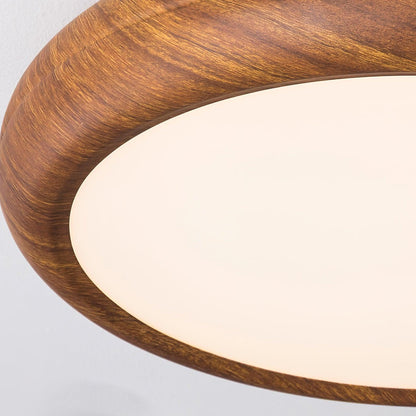 Runde Deckenleuchte mit Holzoptik und Acryl